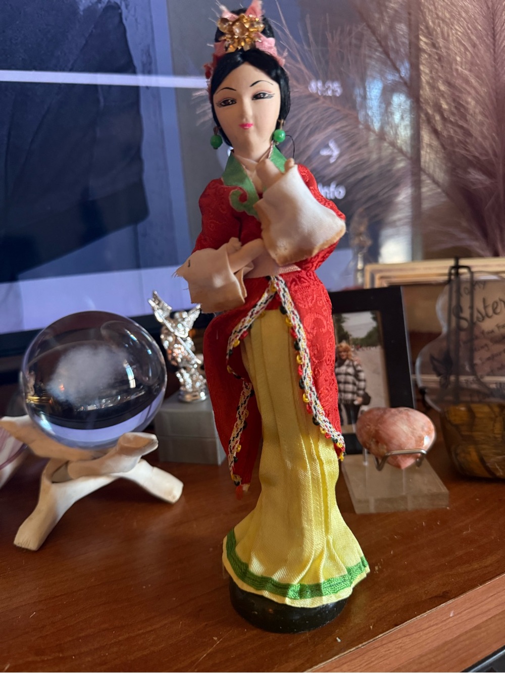 Handcrafted Decorative Asian Figurine - Red & Yellow